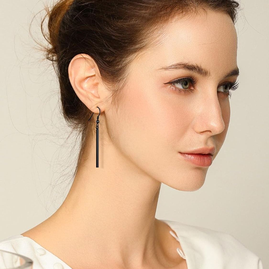 Stick Dangle Dangly Geometric Pillar Bar Drop Earrings 