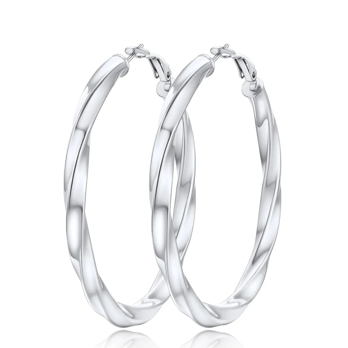 Cube Twisted Chunky Tube Hoop Earrings