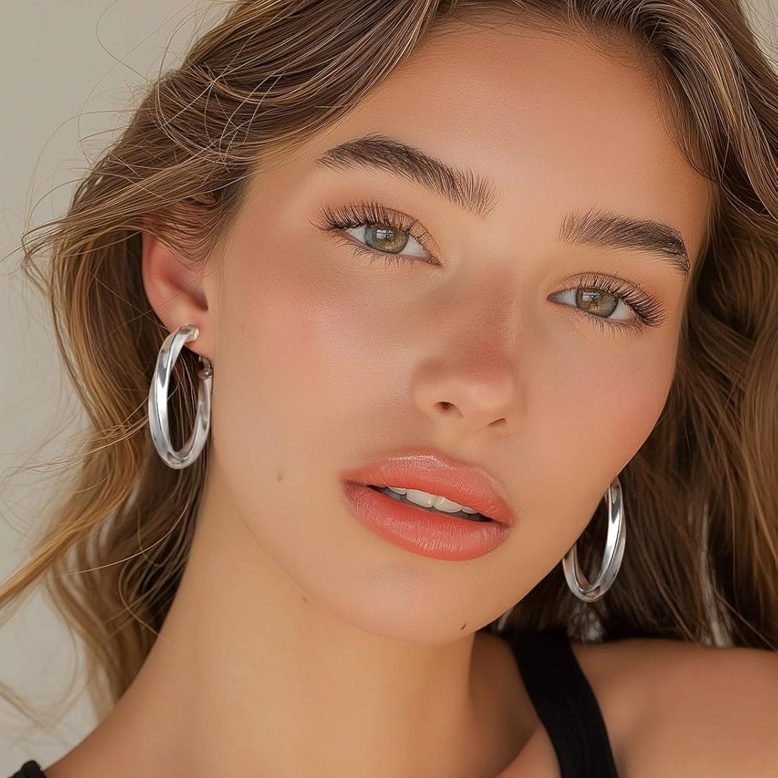 Cube Twisted Chunky Tube Hoop Earrings for Women/Ladies