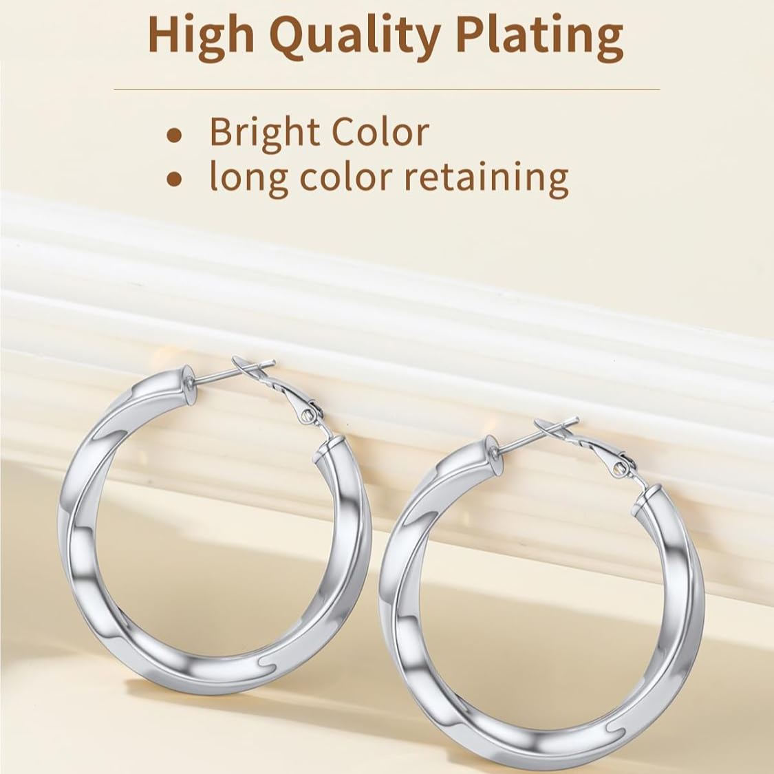 316L Stainless Steel Cube Twisted Chunky Tube Hoop Earrings