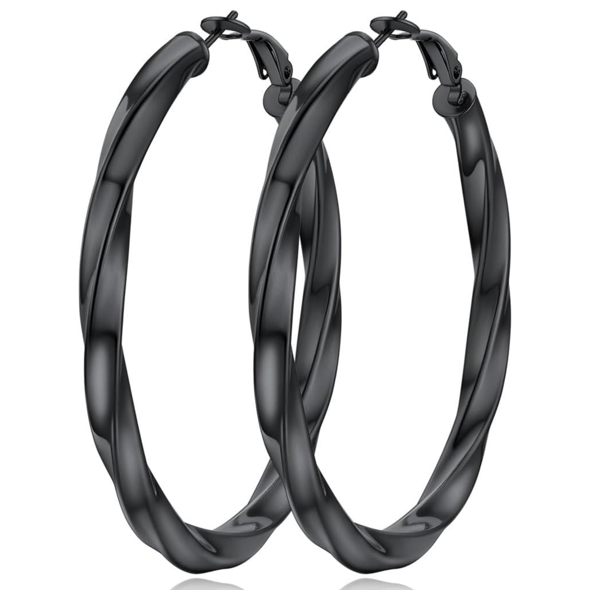 Cube Twisted Chunky Tube Hoop Earrings
