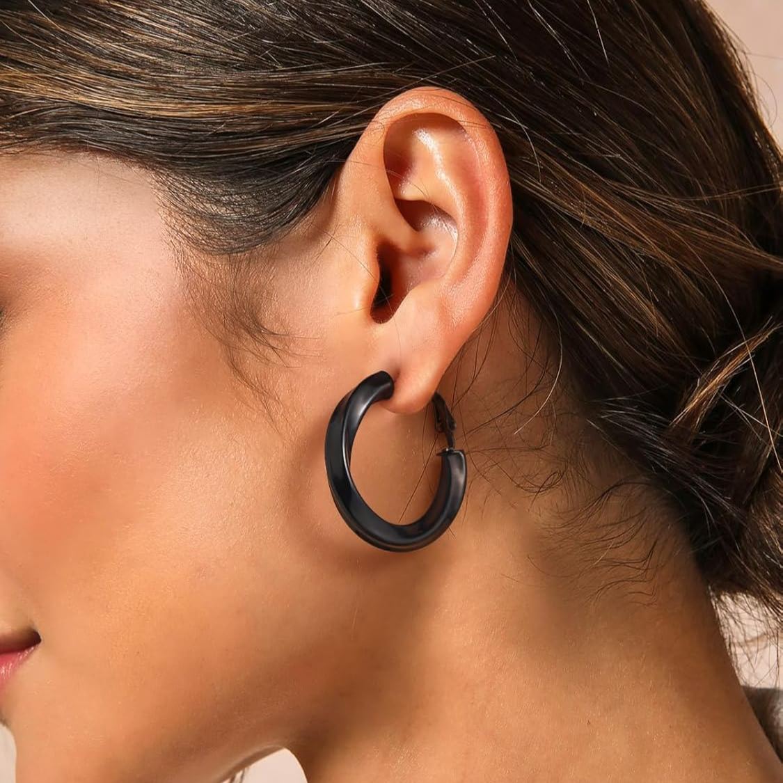 Cube Twisted Chunky Tube Hoop Earrings for Women/Ladies