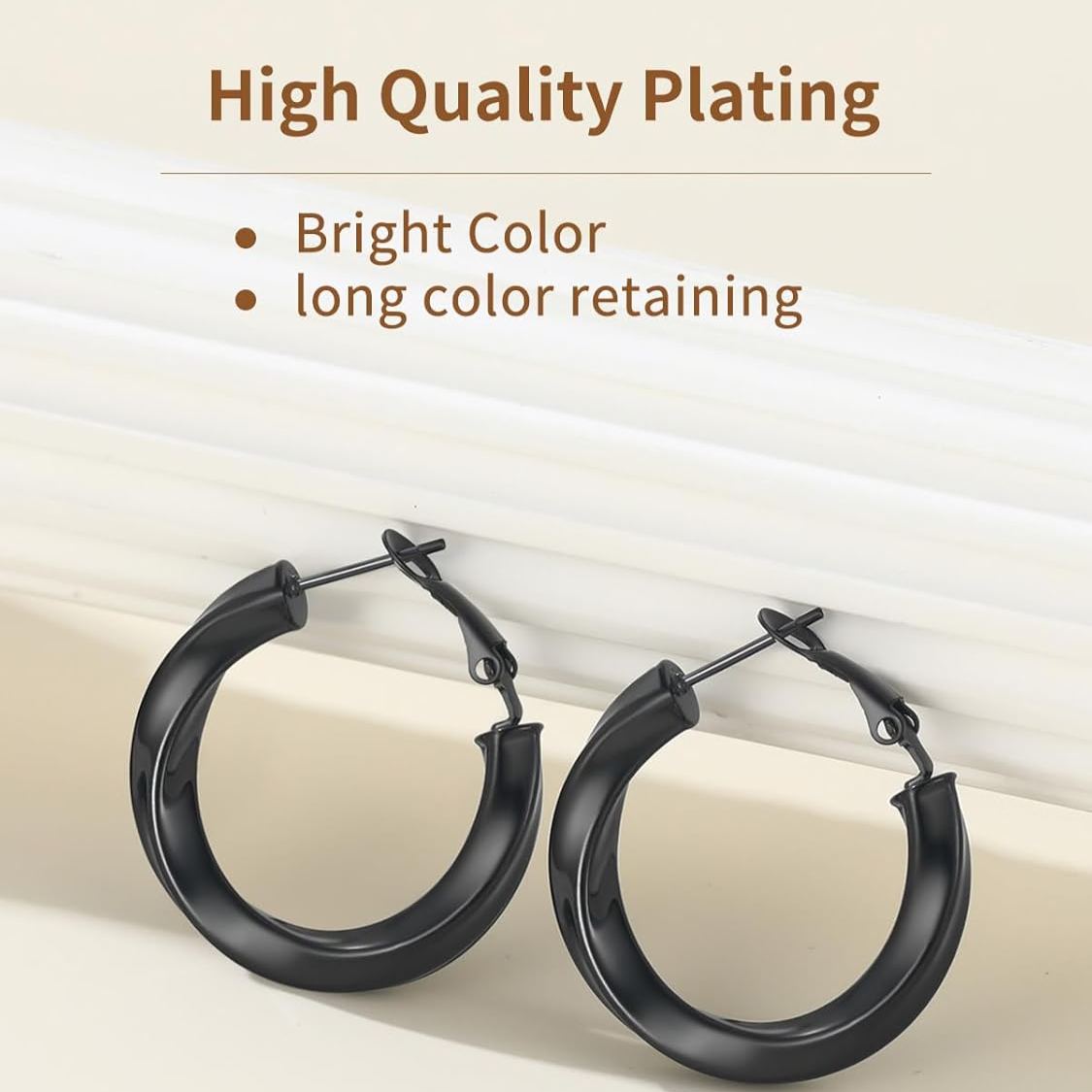 316L Stainless Steel Cube Twisted Chunky Tube Hoop Earrings