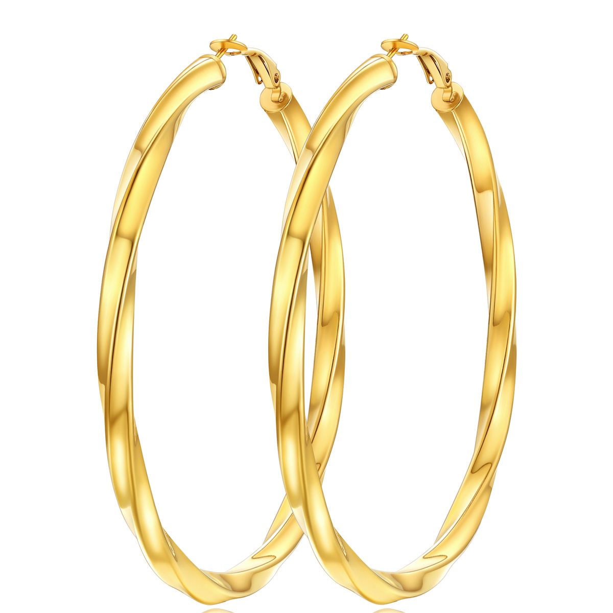 Cube Twisted Chunky Tube Hoop Earrings
