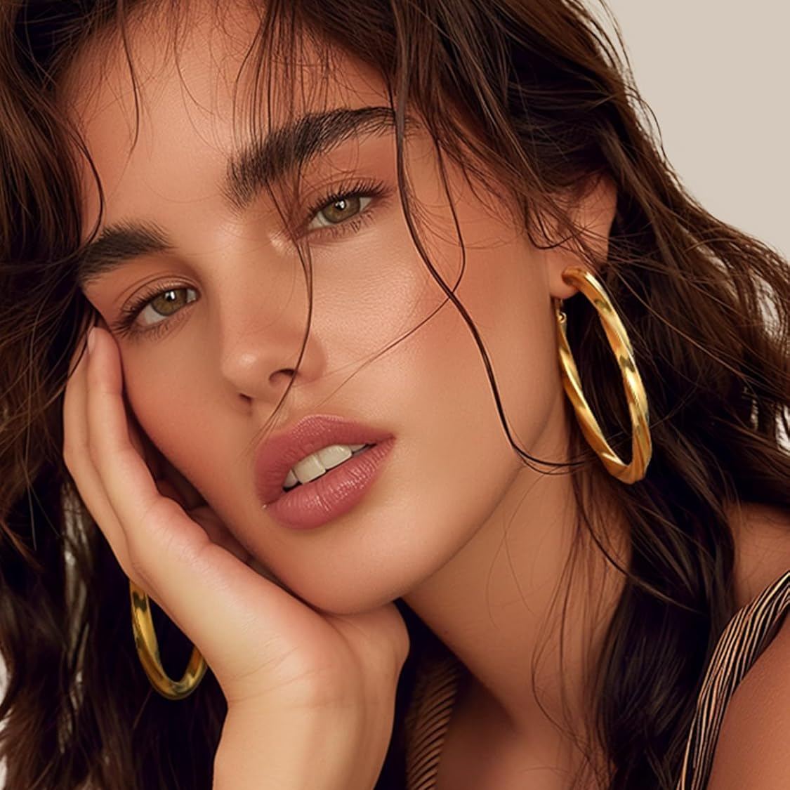 Cube Twisted Chunky Tube Hoop Earrings for Women/Ladies