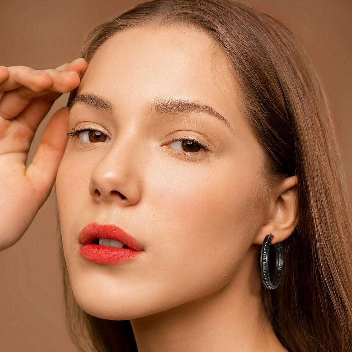 Sparkly Hoop Earrings with Cubic Zirconia Inlaid  for Women