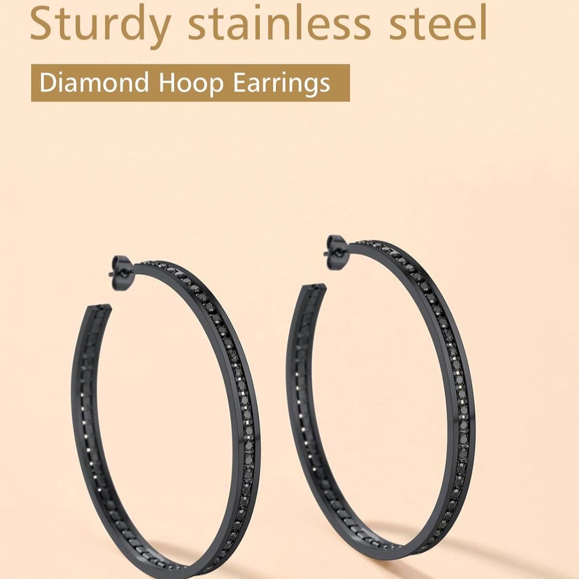 Sparkly Hoop Earrings with Cubic Zirconia Inlaid 