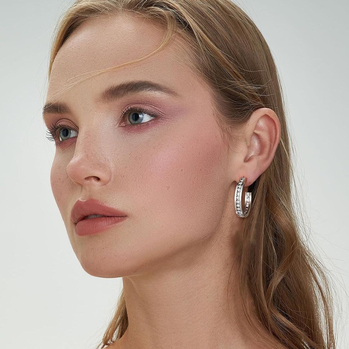 Sparkly Hoop Earrings with Cubic Zirconia Inlaid  for Women