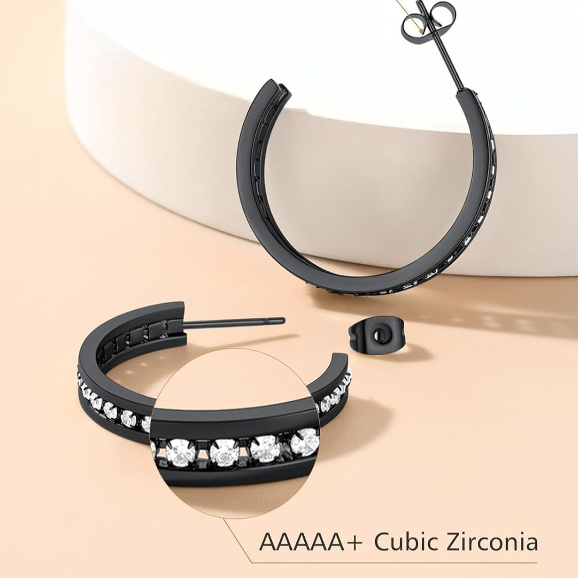 Sparkly Hoop Earrings with Cubic Zirconia Inlaid 