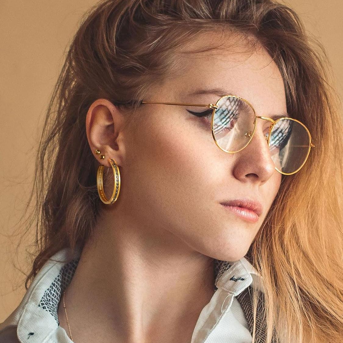 Sparkly Hoop Earrings with Cubic Zirconia Inlaid  for Women