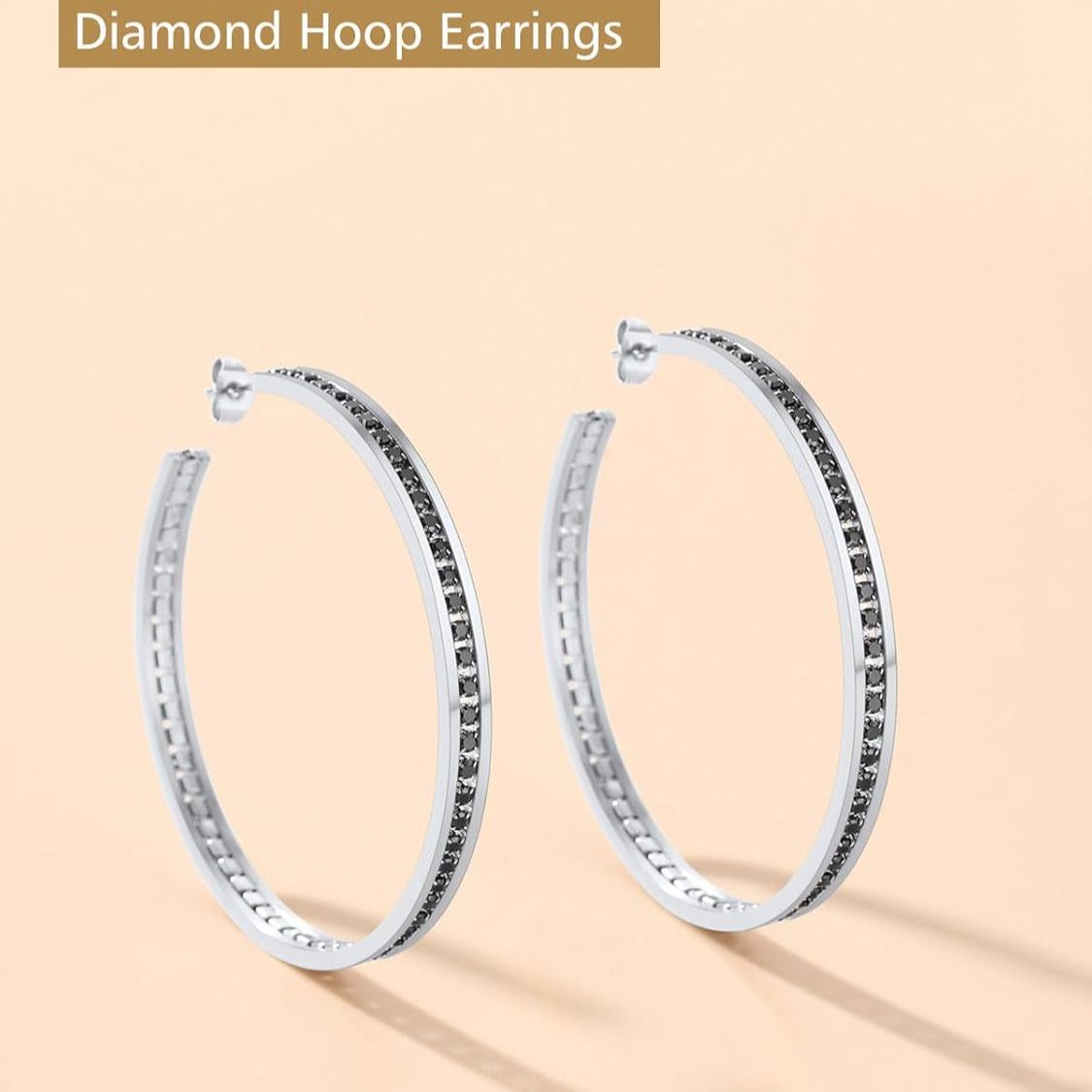 Sparkly Hoop Earrings with Cubic Zirconia Inlaid 