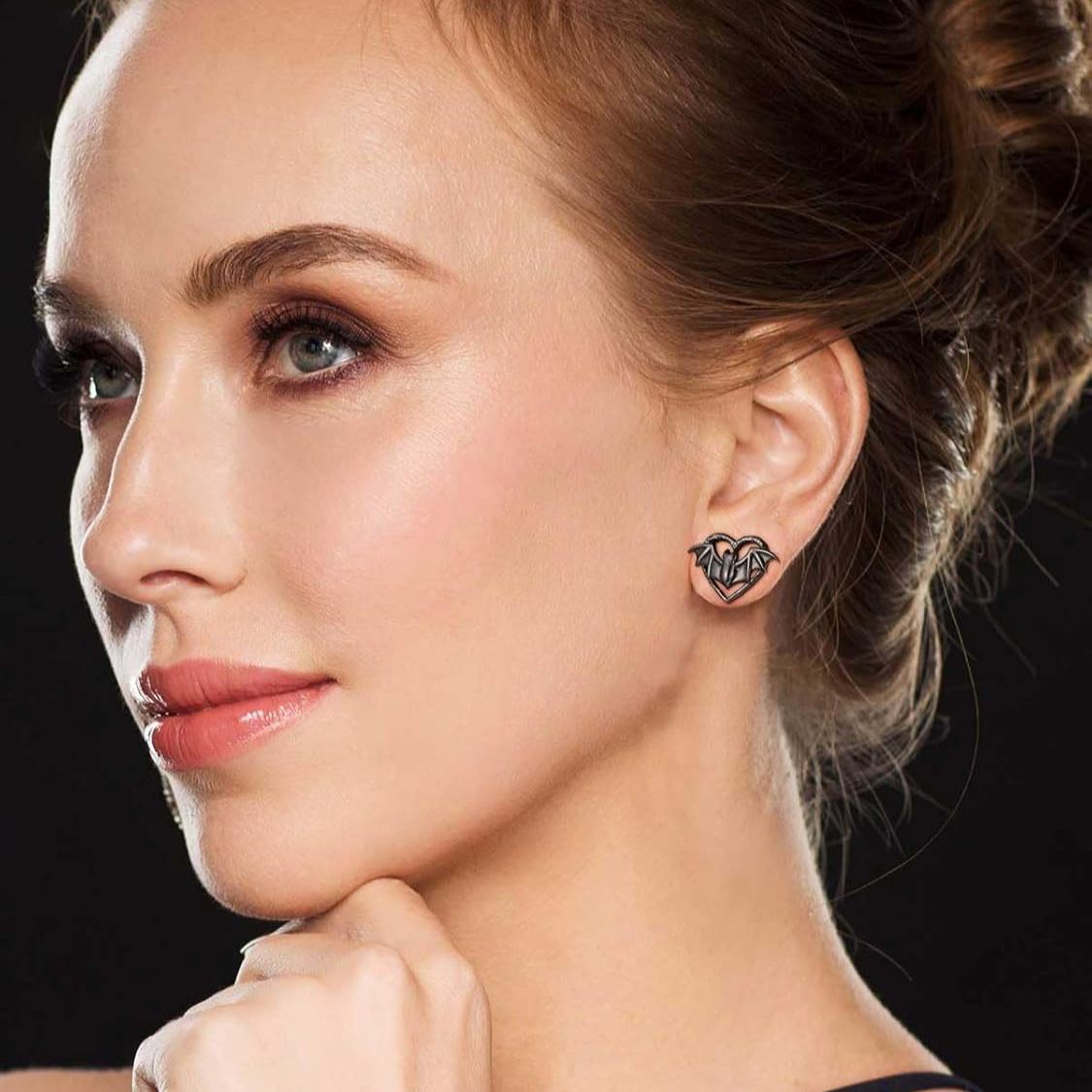 Heart Bat Stud Earrings for Women