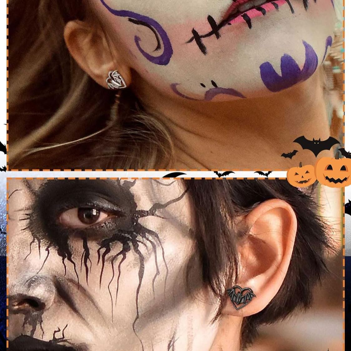 Heart Bat Stud Earrings for Women