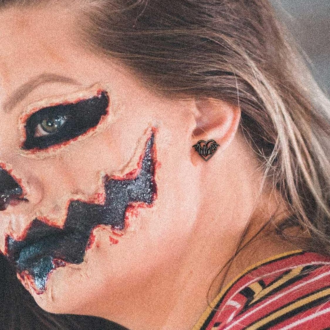 Heart Bat Stud Earrings for Women