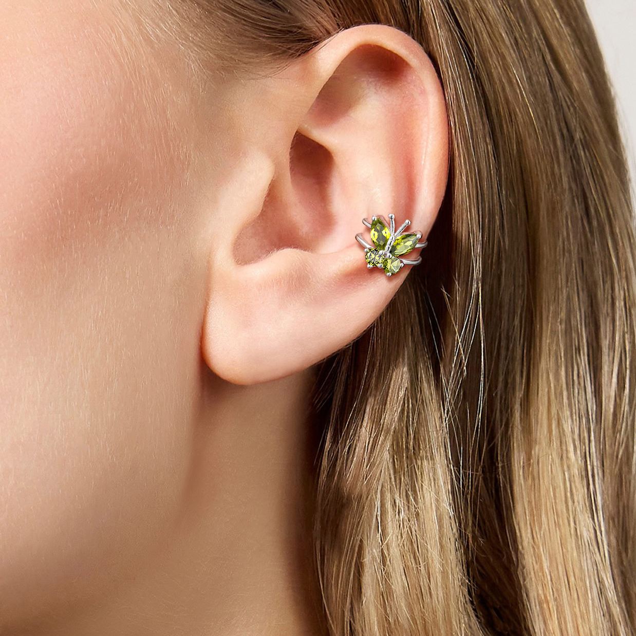 Sterling Silver Birthstone Butterfly Clip-on Earrings for Women