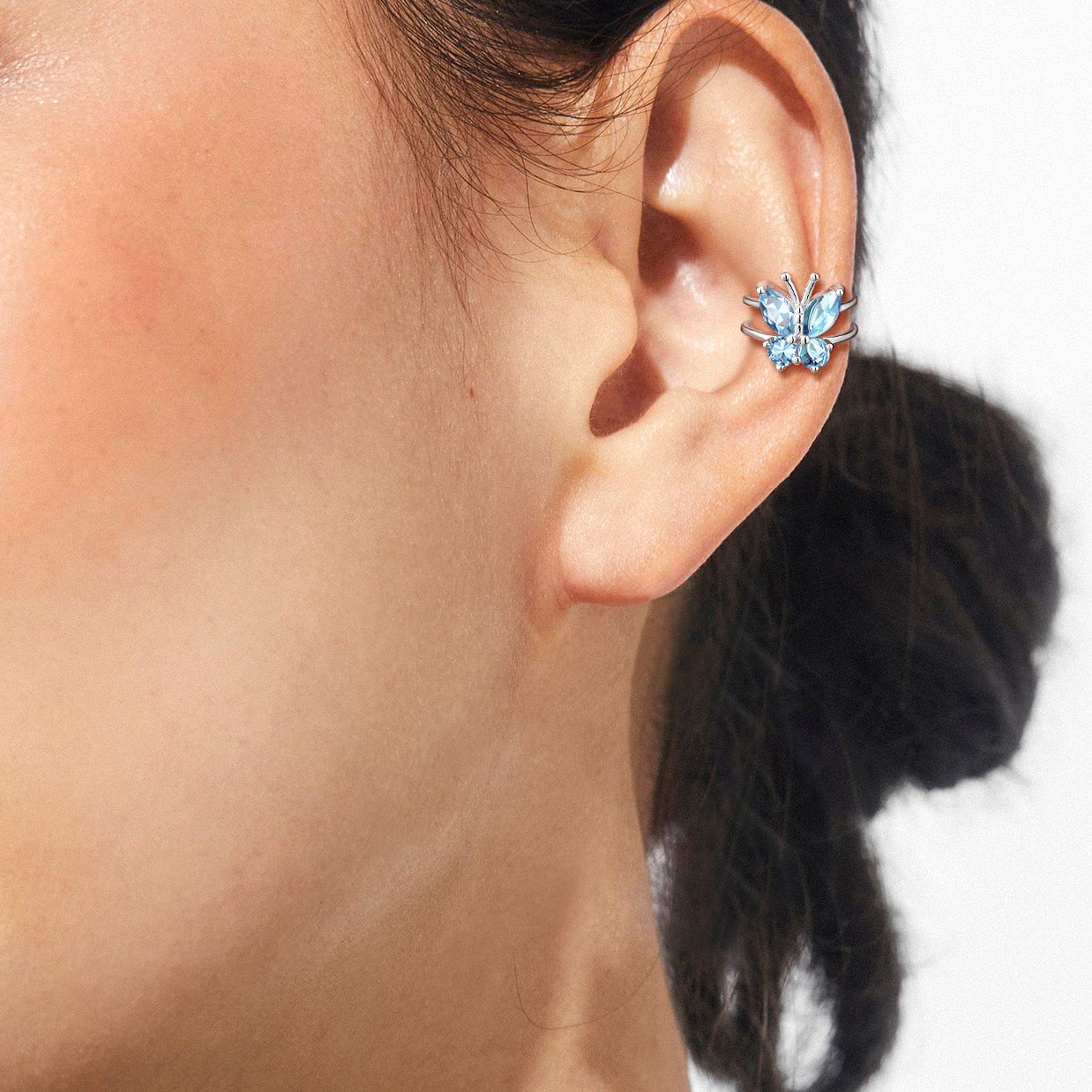 Sterling Silver Birthstone Butterfly Clip-on Earrings for Women