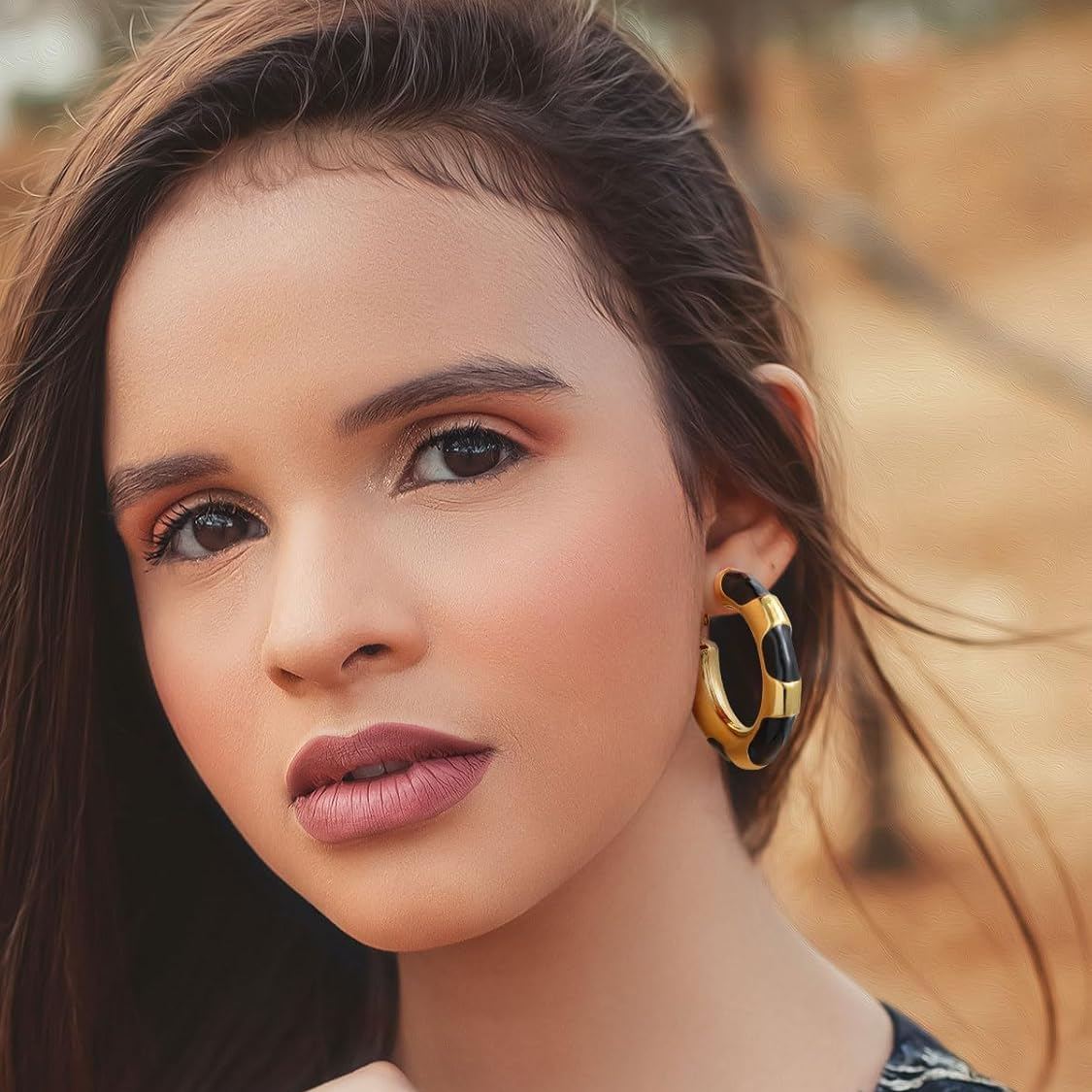 Stainless Steel Mix Color Bamboo Trendy Hoop Earrings for Women