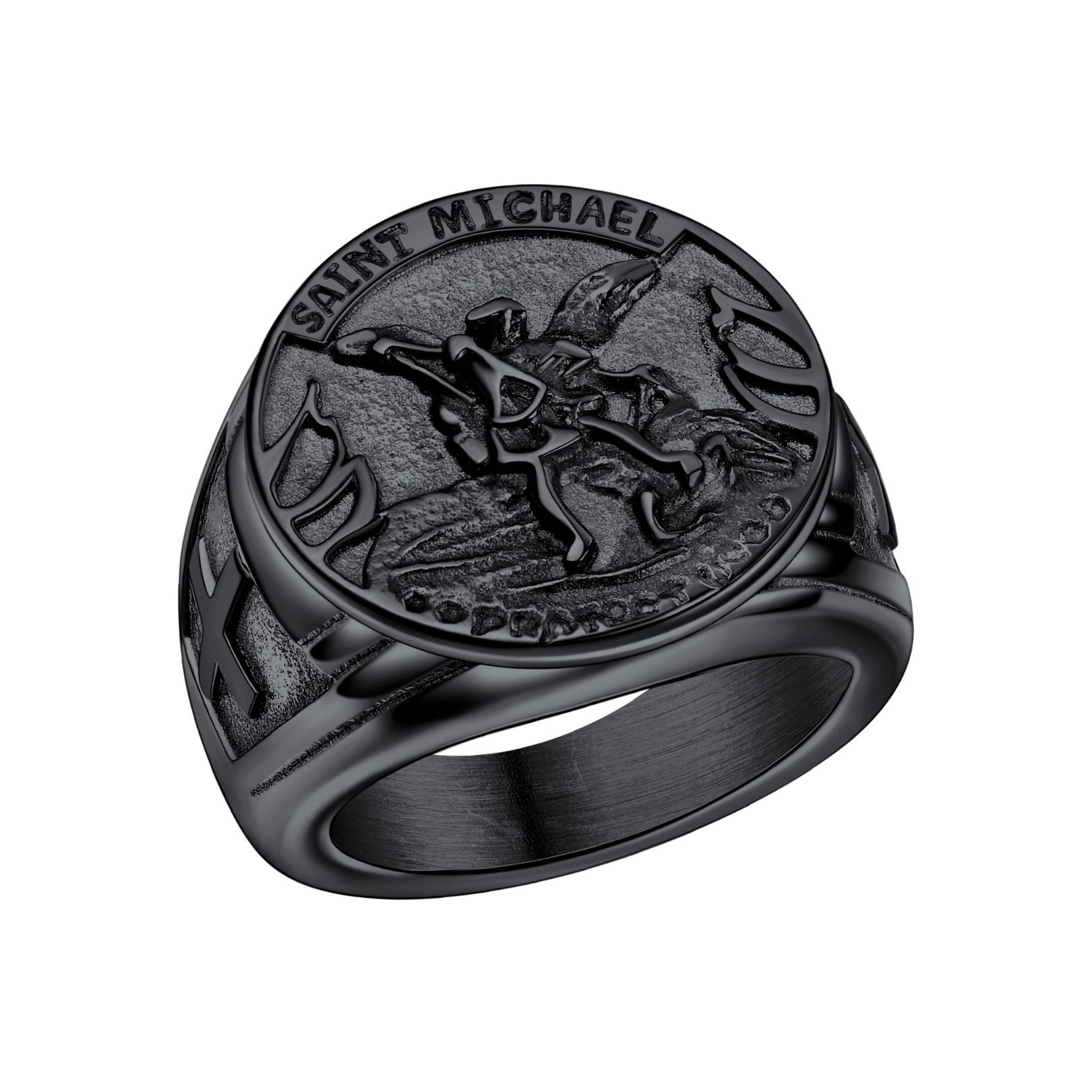 Stainless Steel Saint Michael Thumb Ring