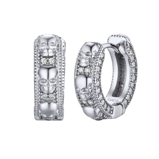 Mens Hoop & Skull Earrings