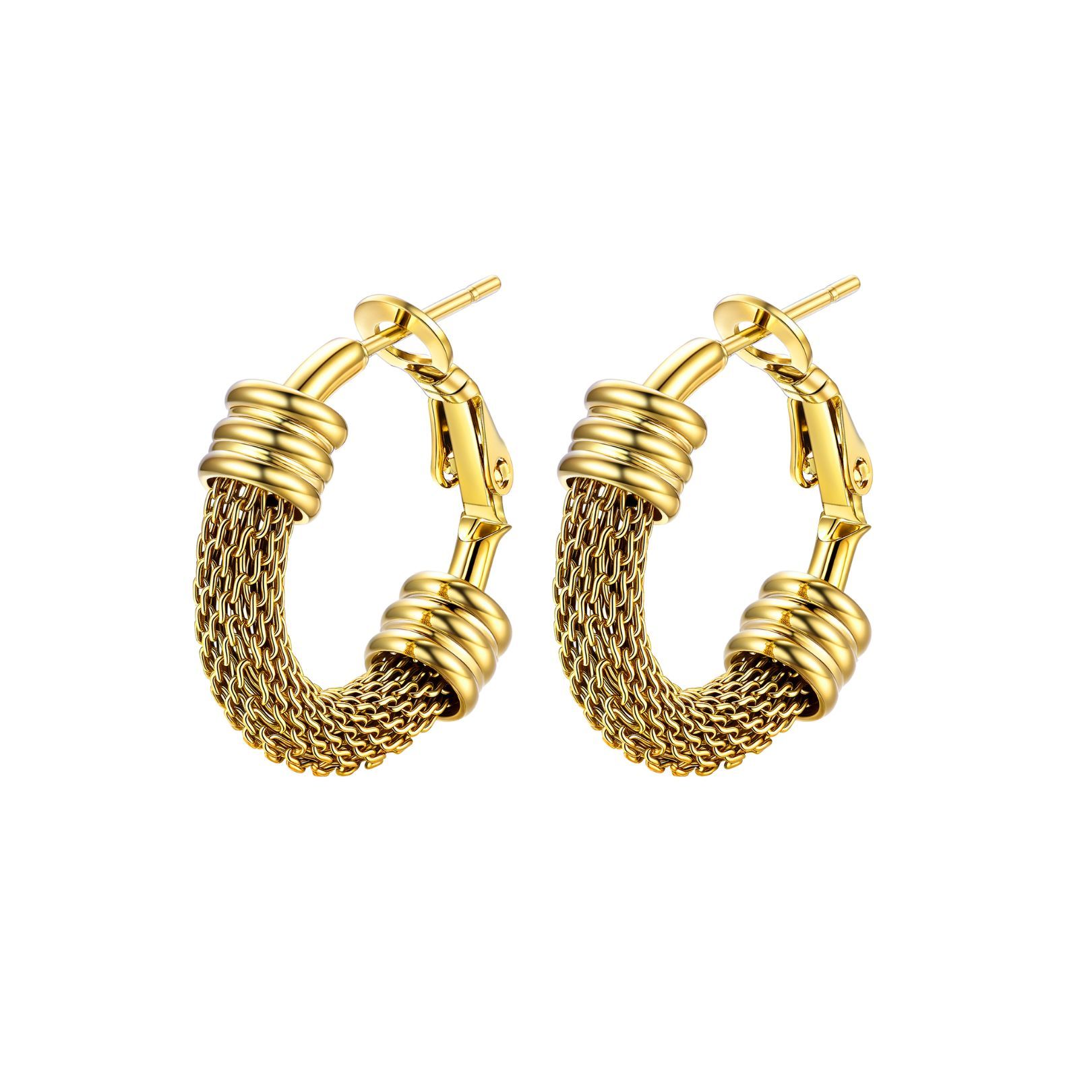 Woven Mesh Hoop Earrings