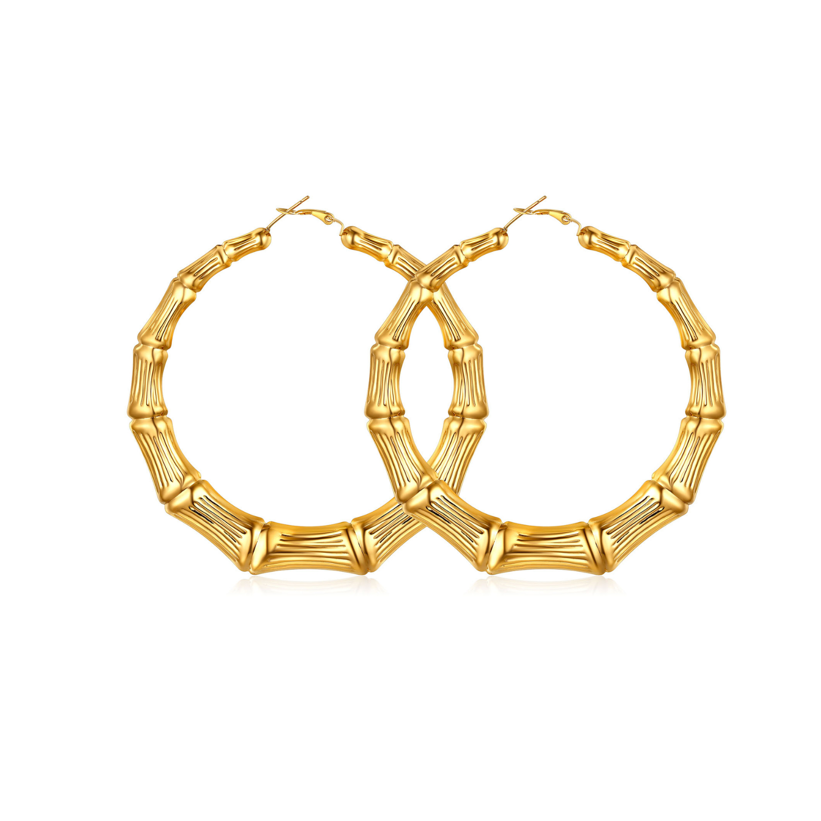 Bamboo Gold Plated Hoop Earrings