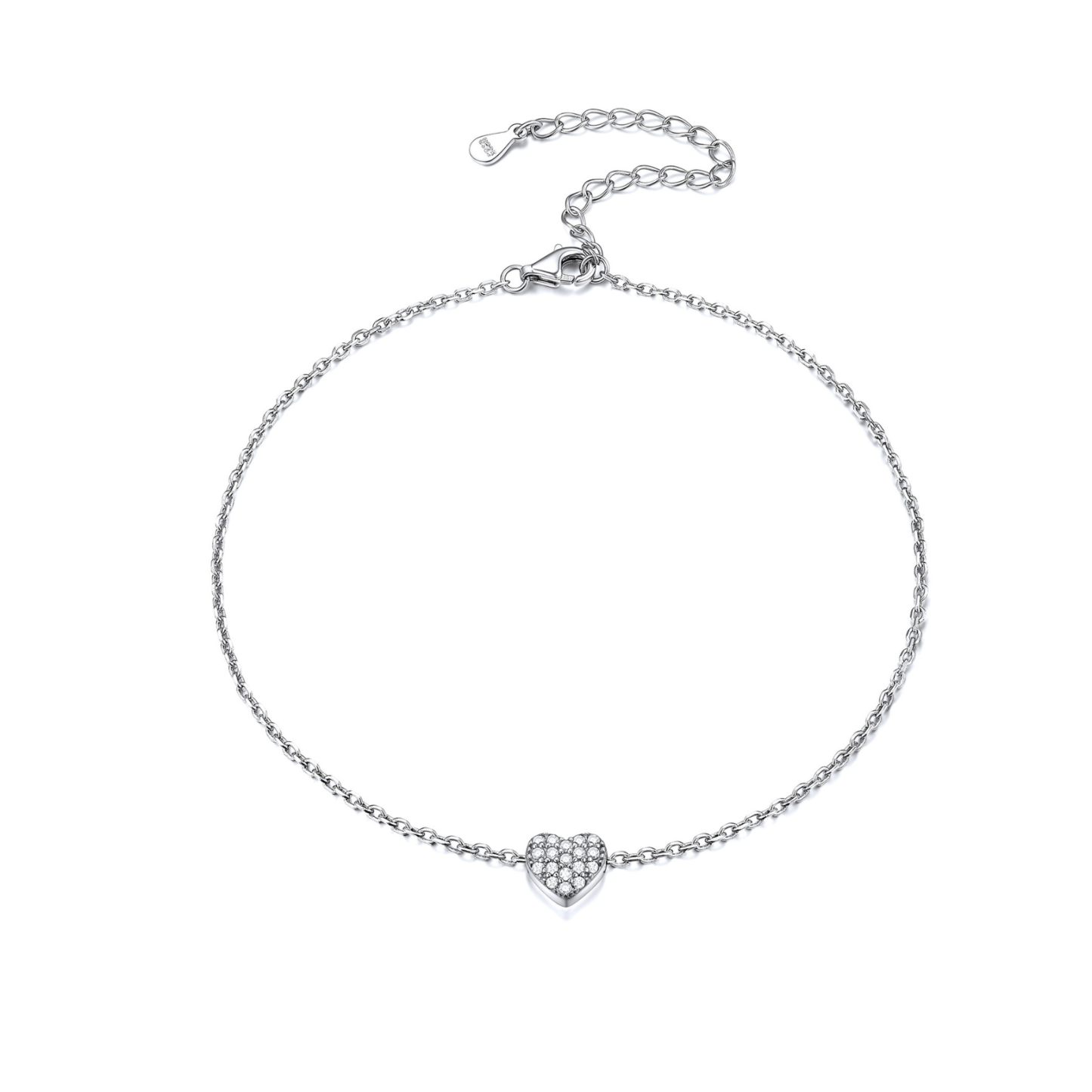 Full Cubic Zircon heart anklet