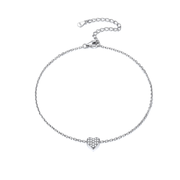 Full Cubic Zircon heart anklet