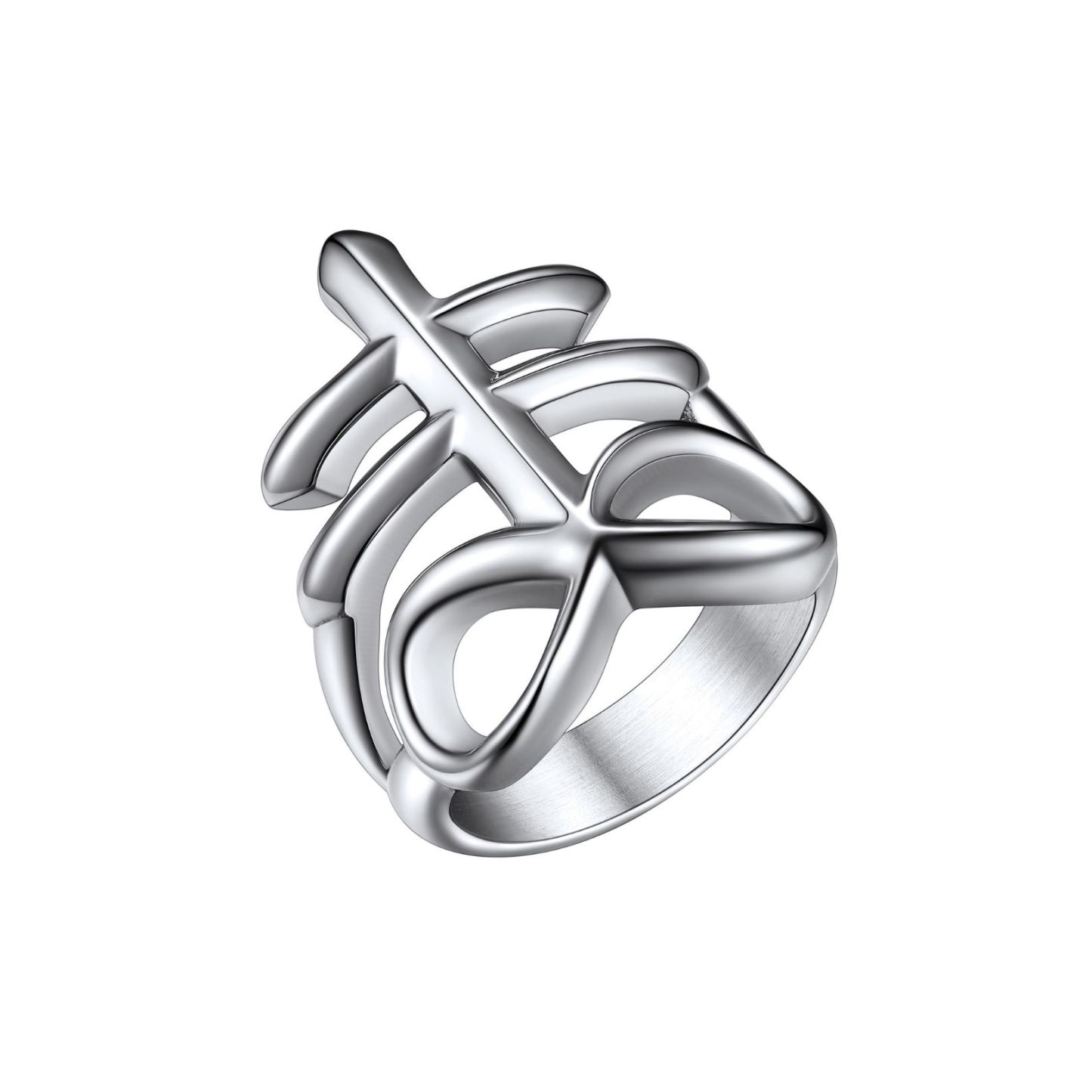 Stainless Cross Ring Size 14