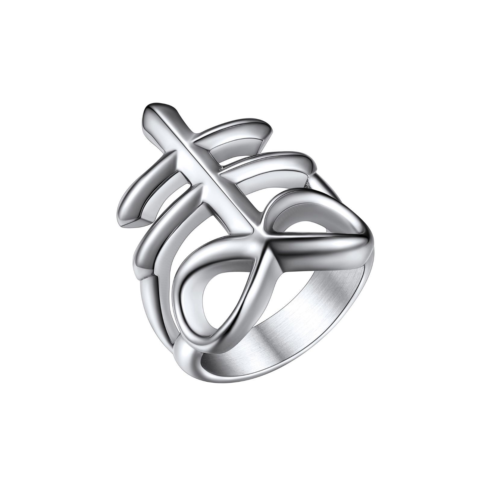 Stainless Cross Ring Size 14