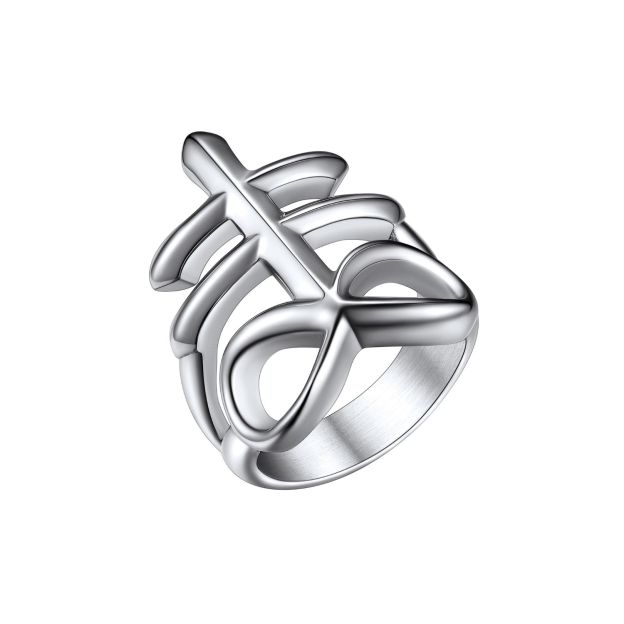 Stainless Cross Ring Size 14