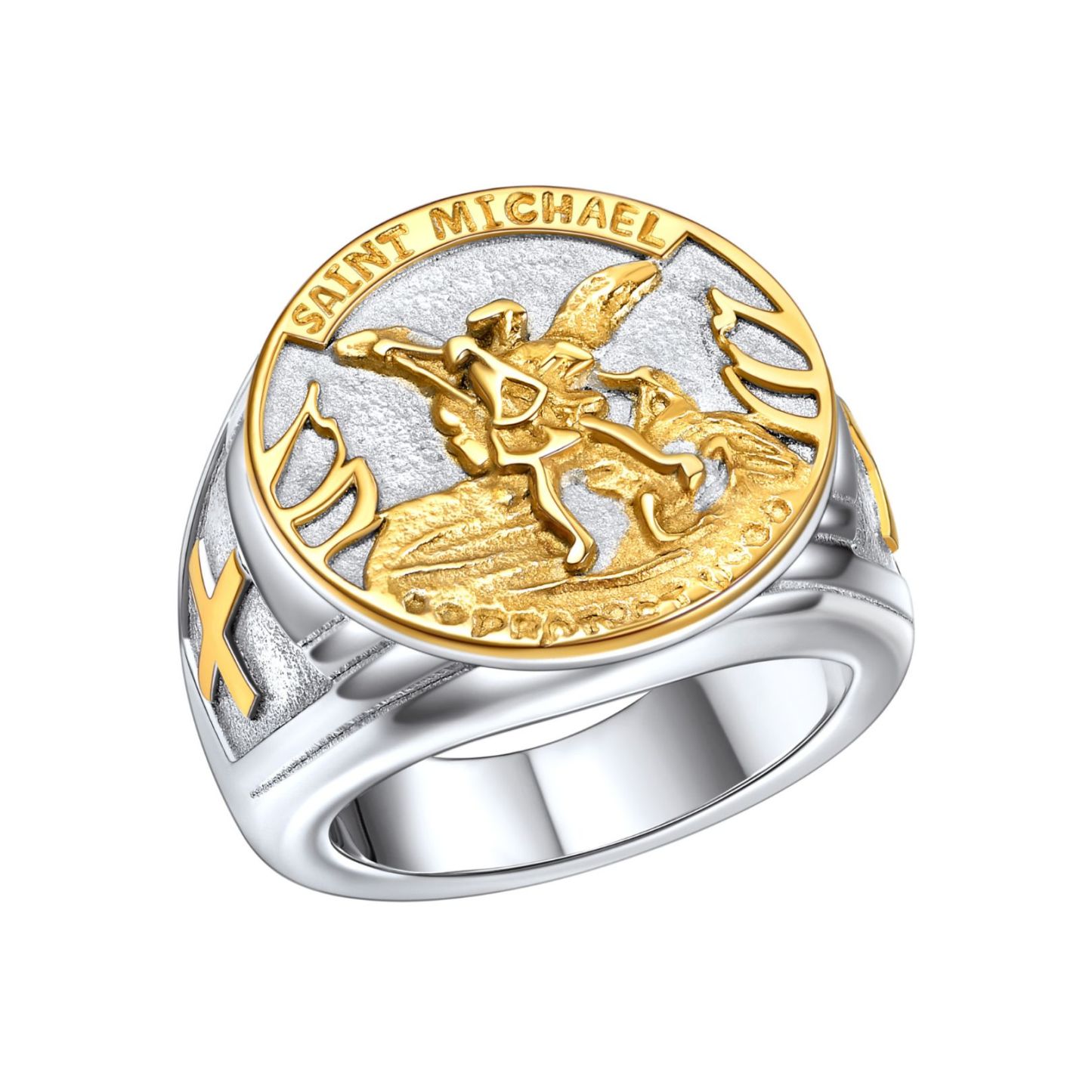 Stainless Steel Saint Michael Thumb Ring