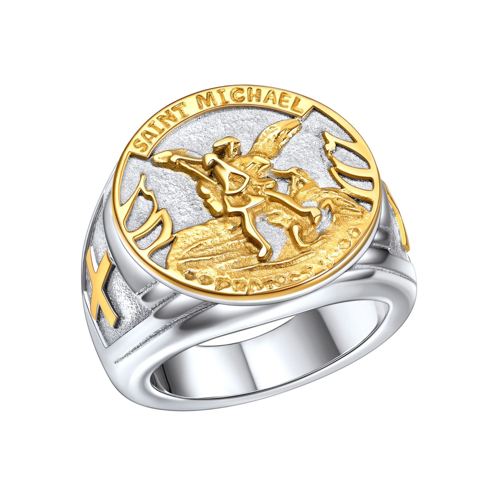 Stainless Steel Saint Michael Thumb Ring