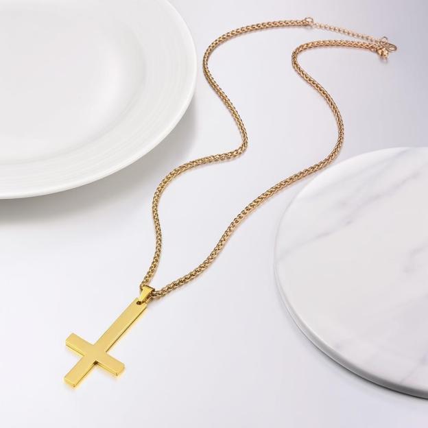 Black Inverted Cross Necklace