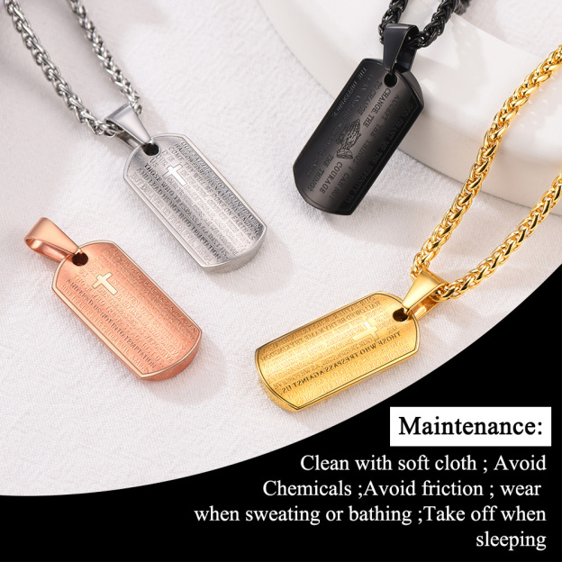 4-Color Serenity Prayer Dog Tags: Steel/Rose Gold/Gold/Black