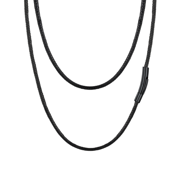 Mens String Rope Necklace in Black