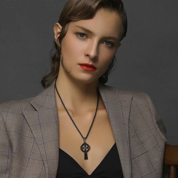 Celtic Knot Pendant Cross Scottish Necklace