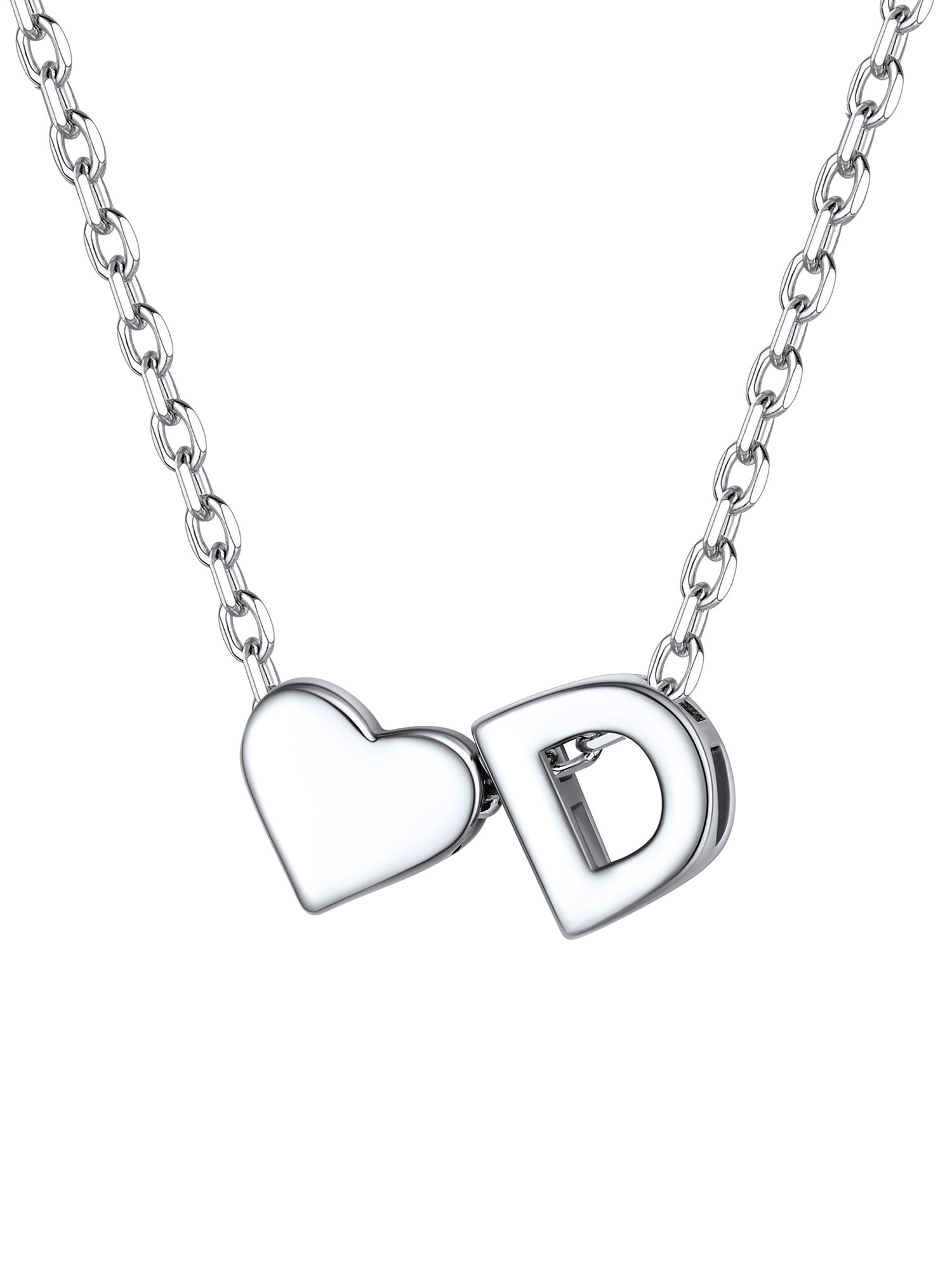 S925 Silver Heart Letter Chain