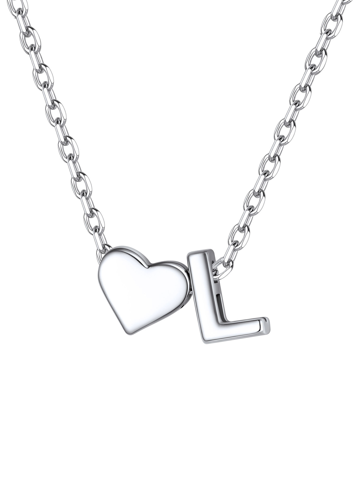 S925 Silver Heart Letter Chain