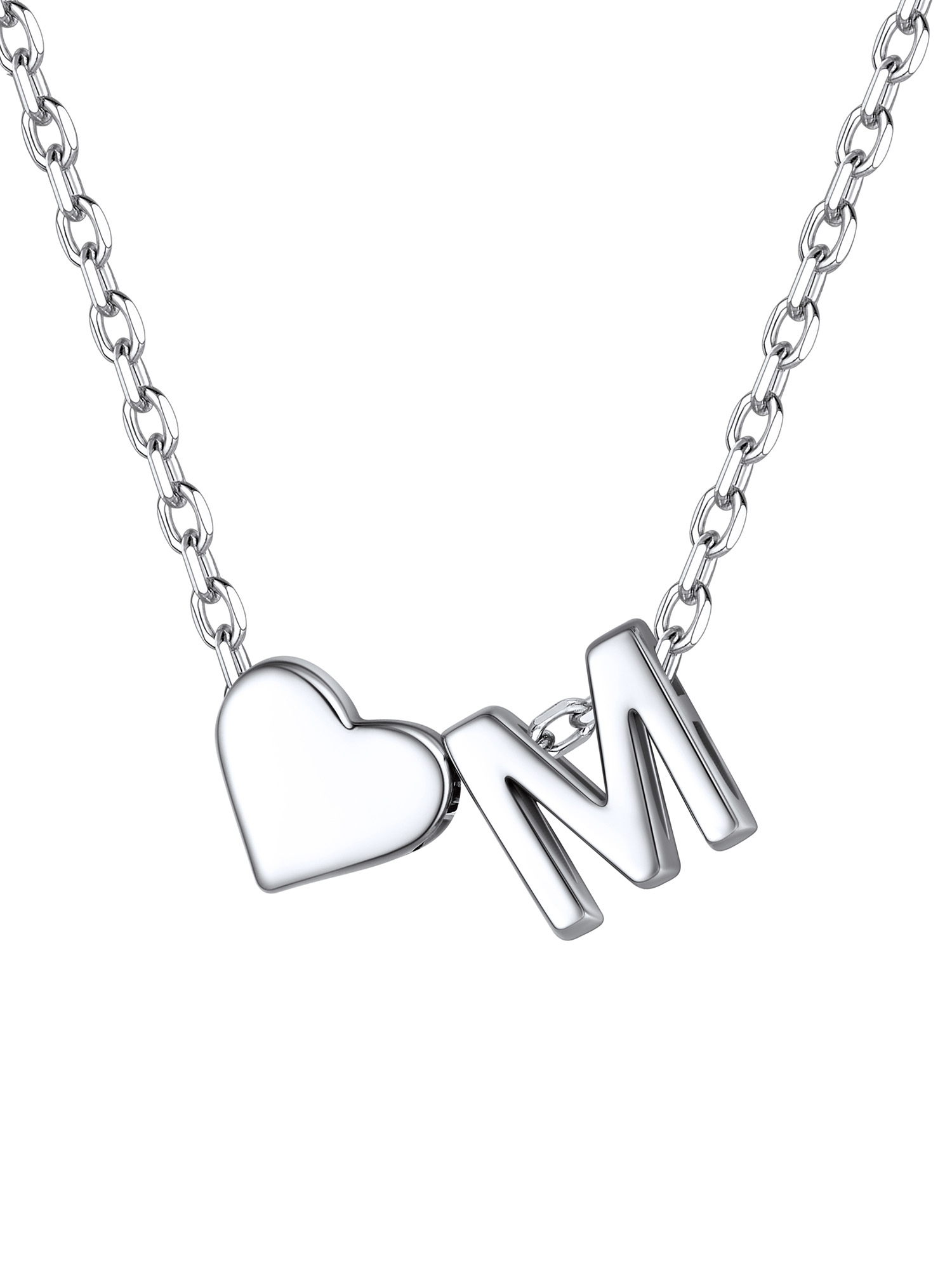 S925 Silver Heart Letter Chain
