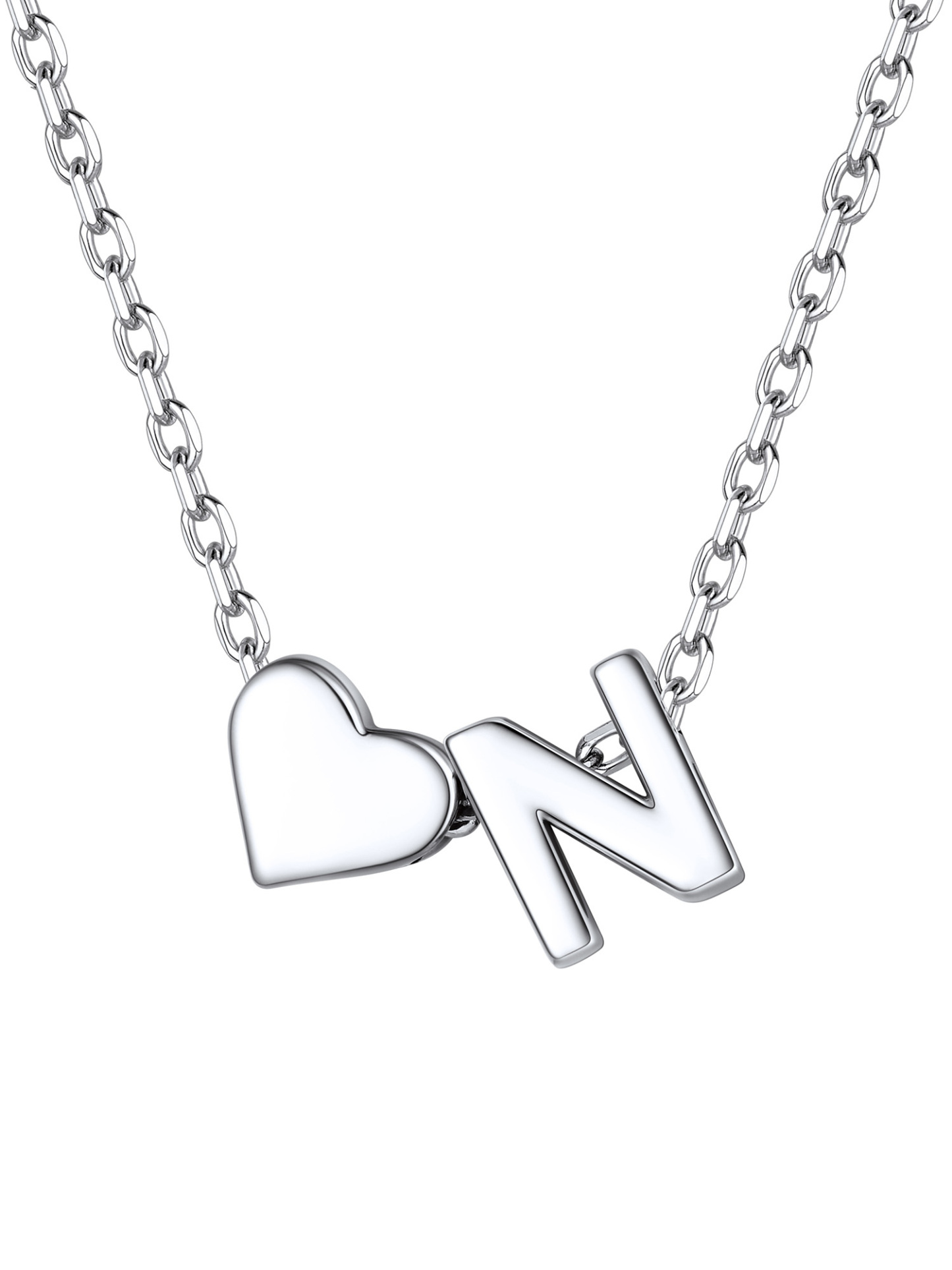 S925 Silver Heart Letter Chain