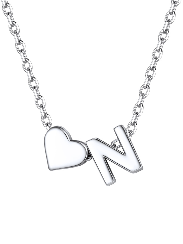 S925 Silver Heart Letter Chain