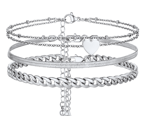 3PC Layered Snake Anklet Set