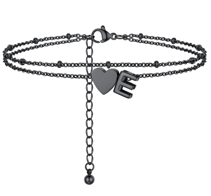 Polished Heart Letter Double Layer Anklet