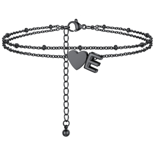 Polished Heart Letter Double Layer Anklet