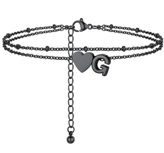 Polished Heart Letter Double Layer Anklet