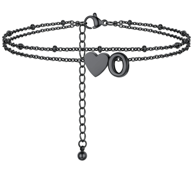 Polished Heart Letter Double Layer Anklet