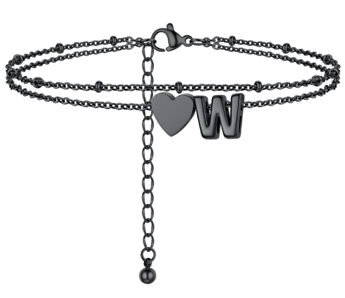 Polished Heart Letter Double Layer Anklet