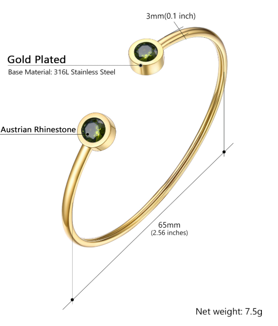 Gold Plated Open Bangle