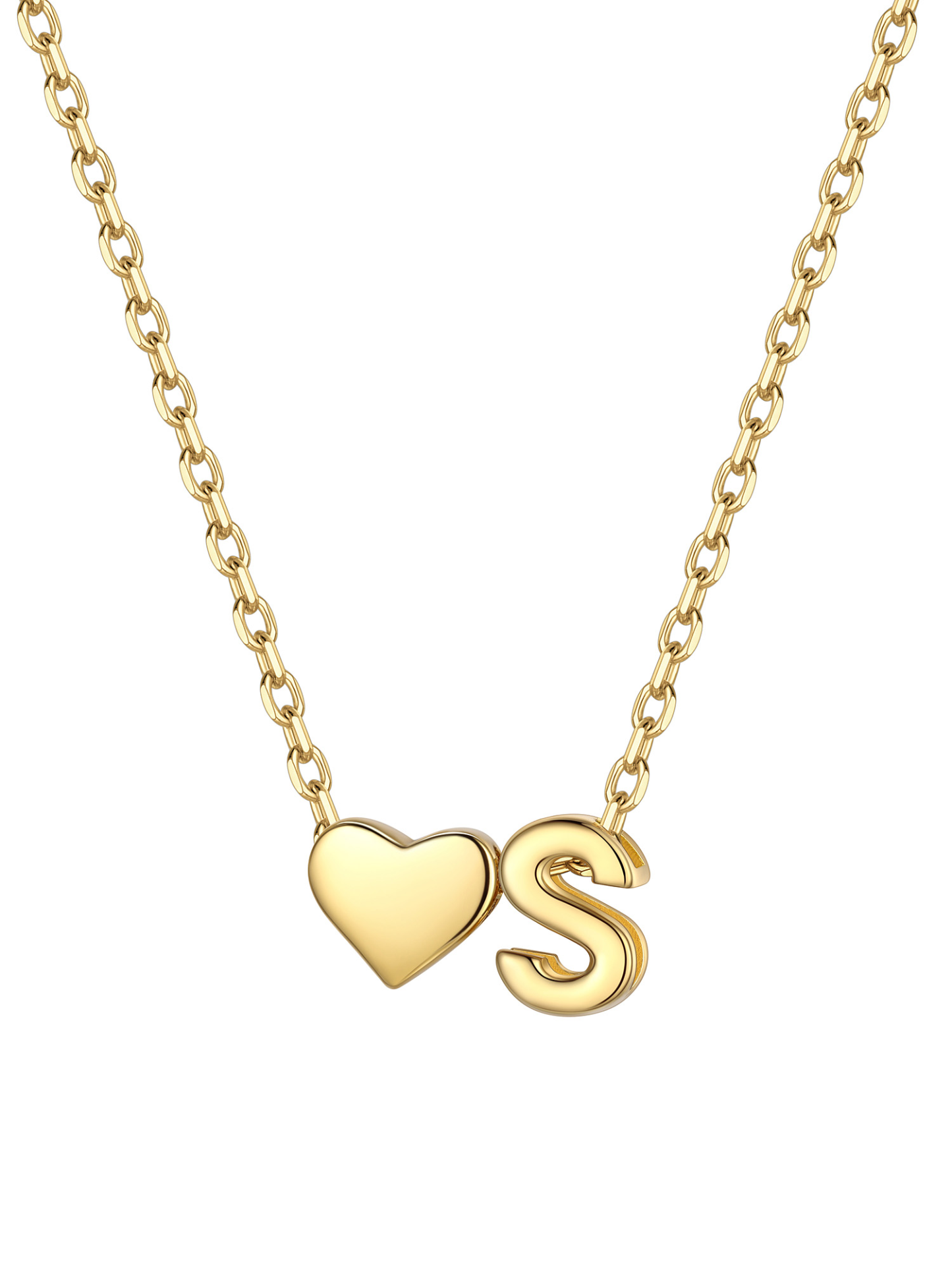 S925 Silver Heart Letter Chain