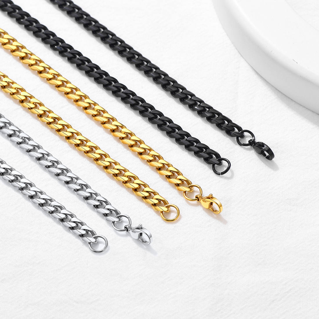 Stainless Steel Cuban Chains with Lobster Clasp for Men Women